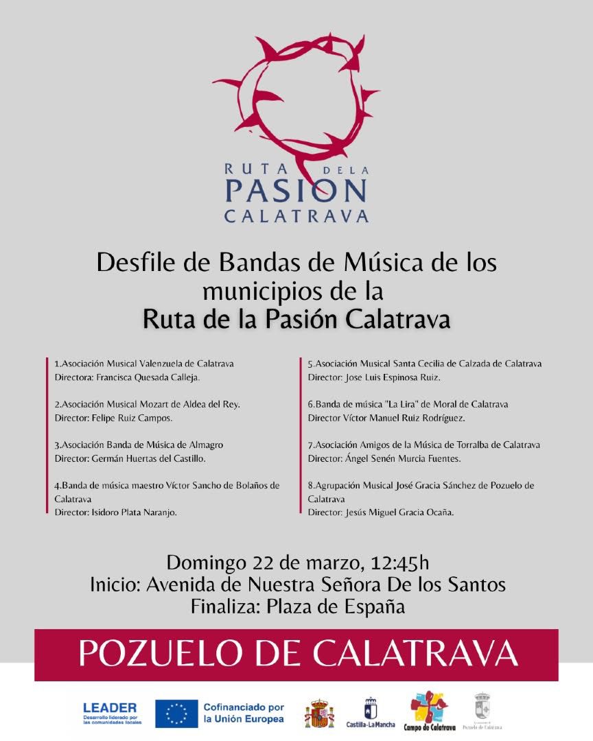 Desfile de bandas de música Ruta de la Pasión Calatrava. Pozuelo de Calatrava