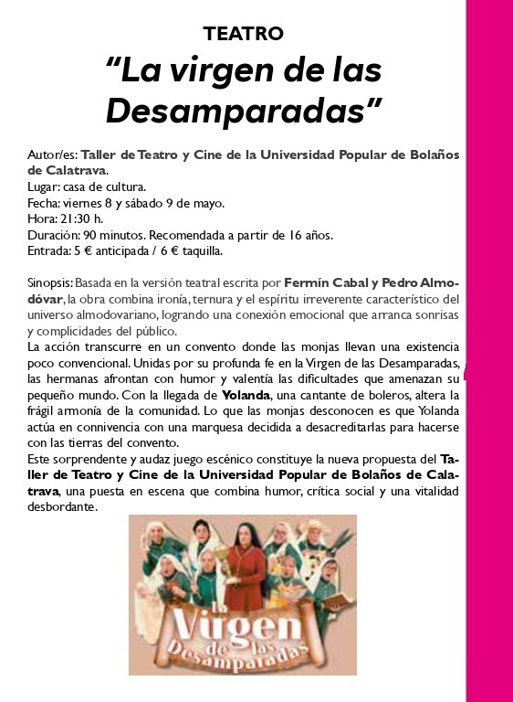 Obra de teatro La virgen de las Desamparadas. Bolaños de Calatrava