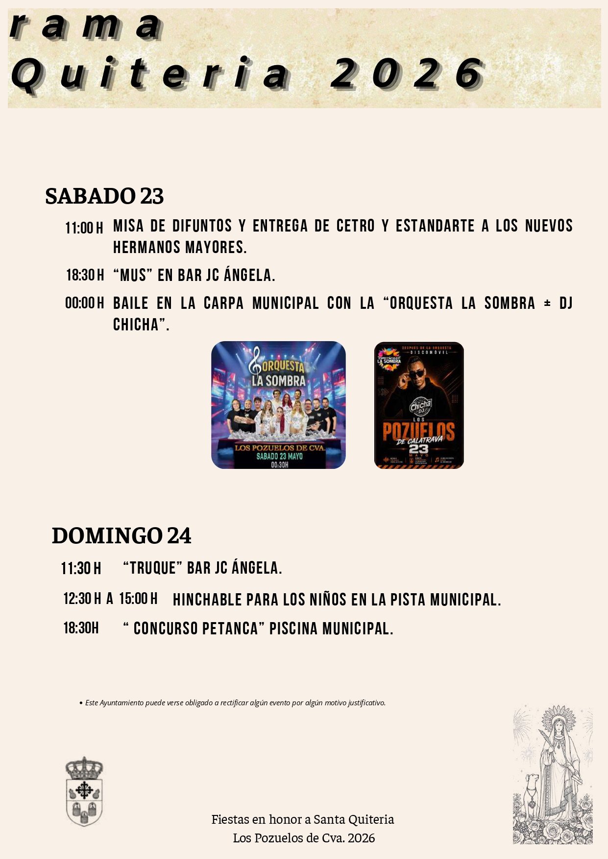 Fiestas en honor de Santa Quiteria. Los Pozuelos de Calatrava