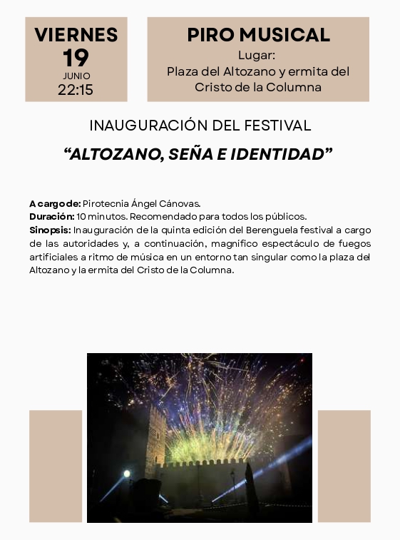 Altozano, seña e identidad. V Berenguela Festival. Bolaños de Calatrava.