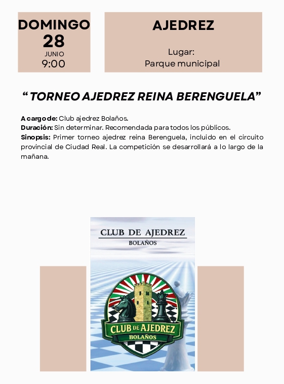 Berenguela Festival. Torneo de ajedrez. Bolaños de Calatrava