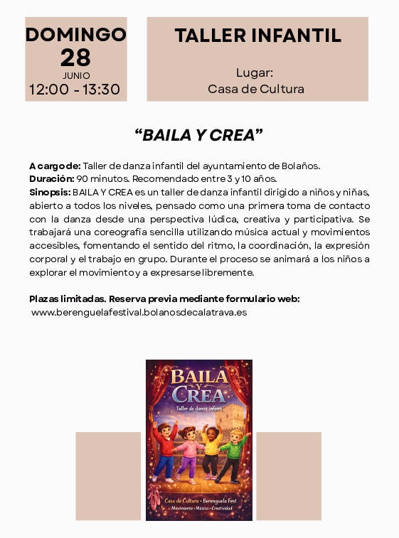 Berenguela Festival. Taller infantil. Bolaños de Calatrava