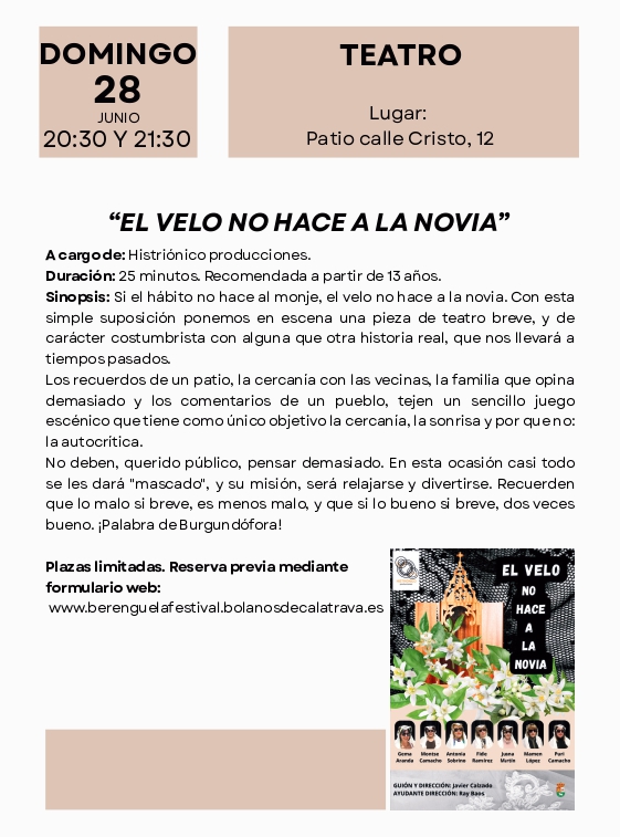 Berenguela Festival. Teatro. Bolaños de Calatrava