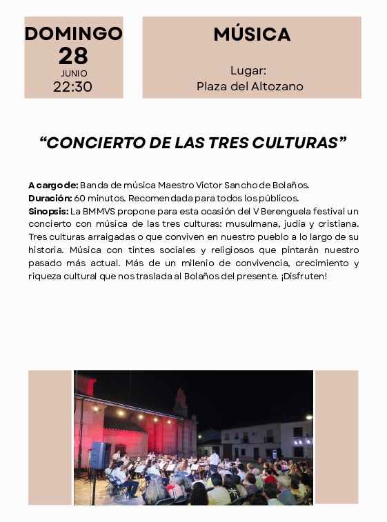 Berenguela Festival. Concierto las tres culturas. Bolaños de Calatrava