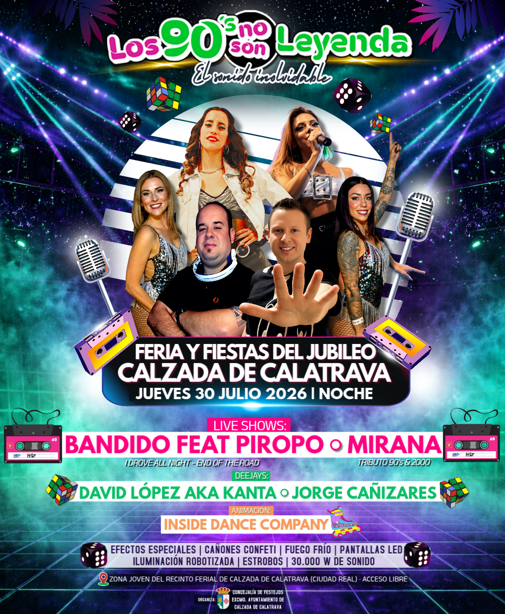 Feria y fiestas del Jubileo 2026. Concierto Los 90 no son leyenda. Calzada de Calatrava.