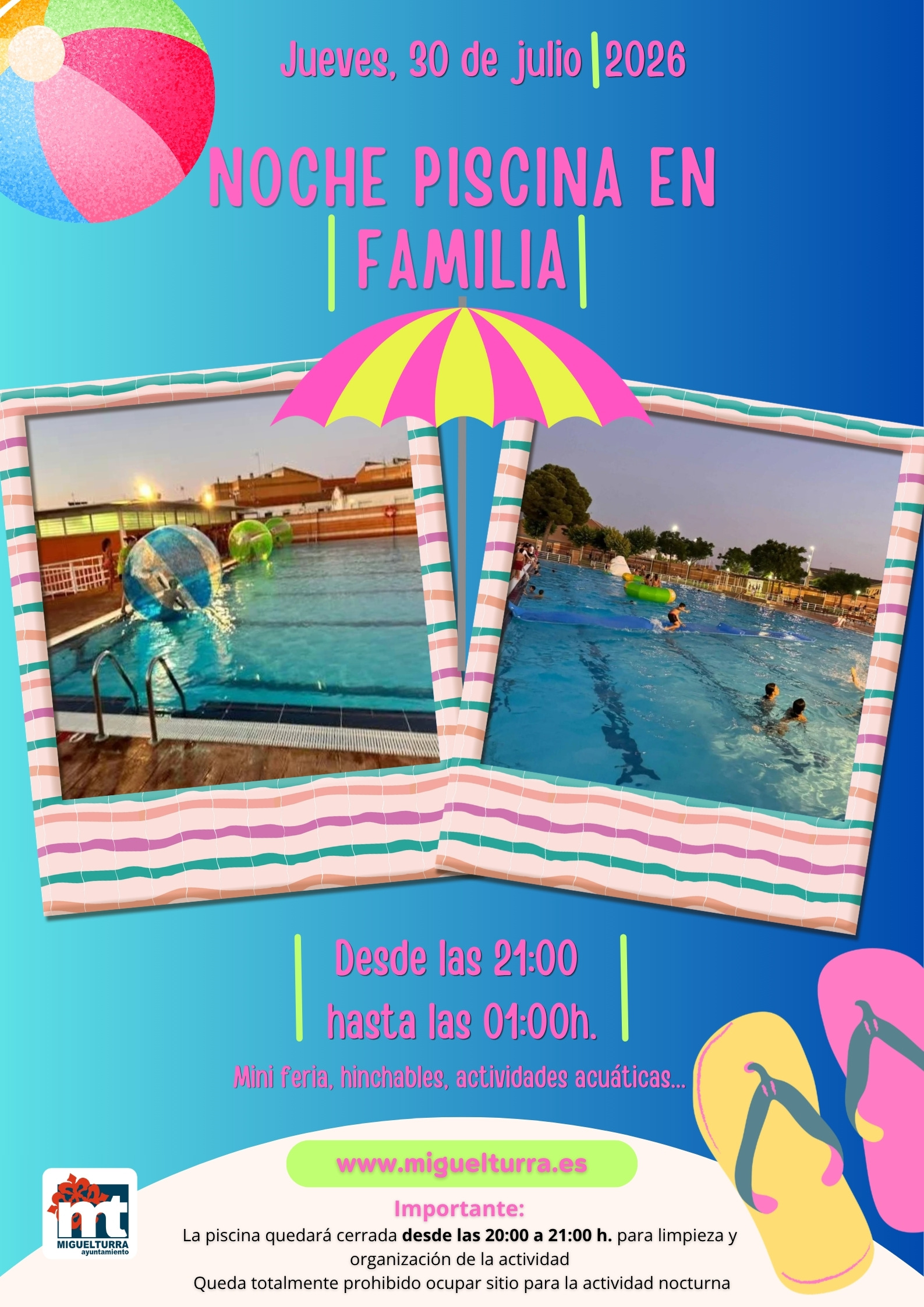 Noche piscina en familia. Miguelturra