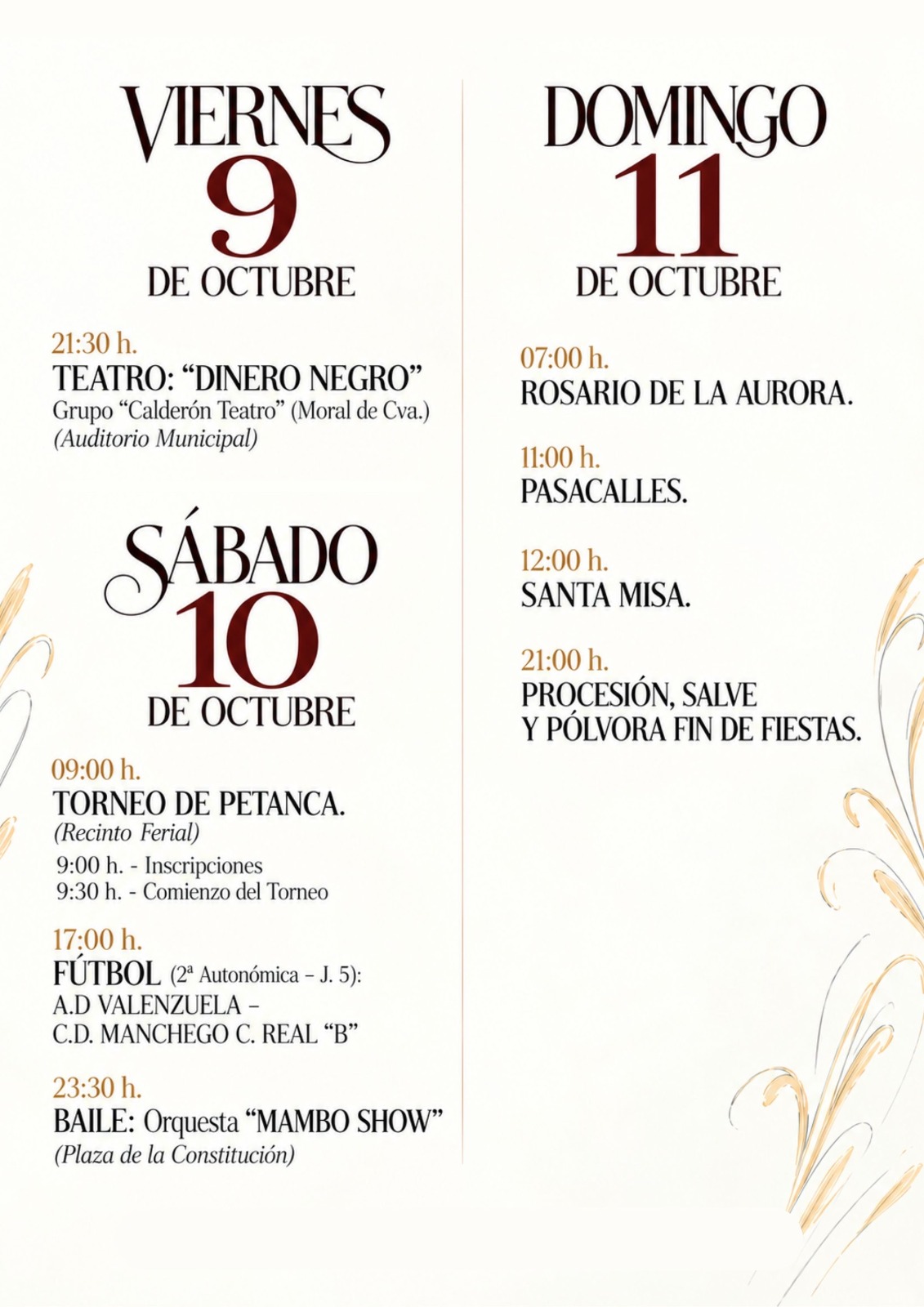 Programación Feria y fiestas 9 de octubre-12 de octubre.